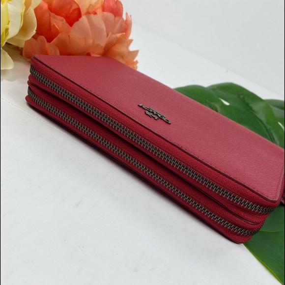 Coach travel wallet red large clutch double zipped - Picture 4 of 8
